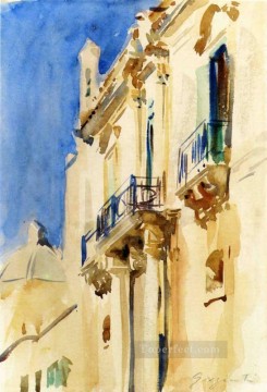 水彩 Painting - シチリア島ジルジェンテ宮殿のファサード ジョン・シンガー・サージェントの水彩画